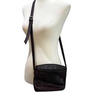 Genuine Leather Crossbody Bag Vintage Liz Claiborne Brown Leather Mini GUC